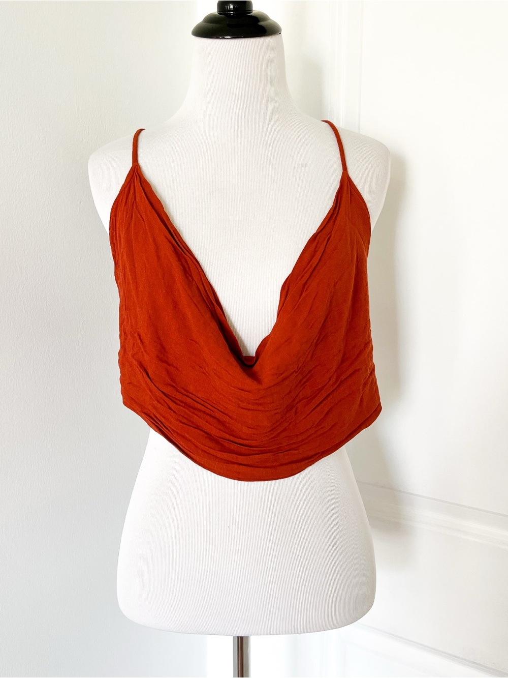 Indah Rust Red Draped Cowl Neck Camisole - Size M/L